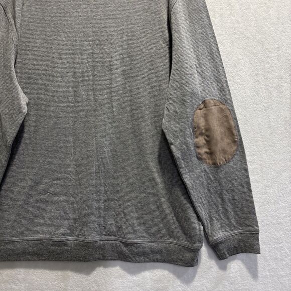 Tasso Elba Men's Long Sleeve Striped Pullover Sweatshirt Suede Elbows Grey XL - Picture 9 of 11
